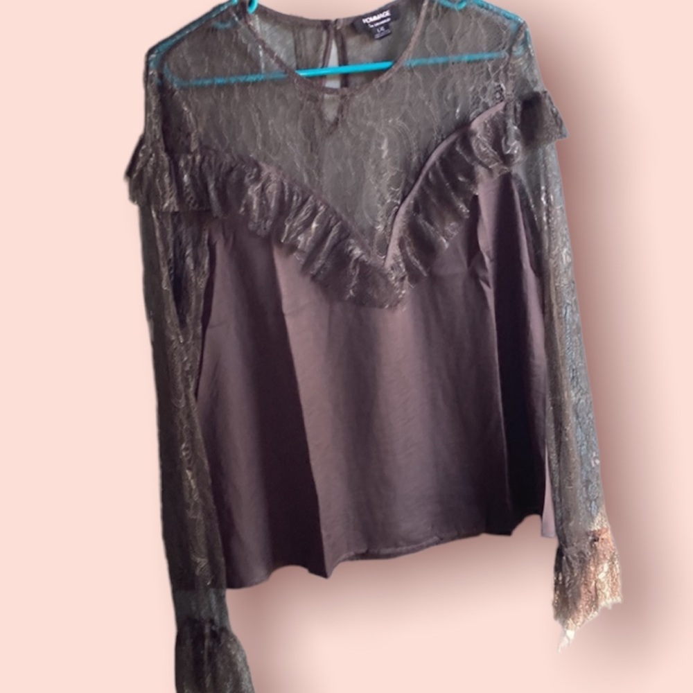 NWT Silky Lace Yoke Blouse - Picture 10 of 10